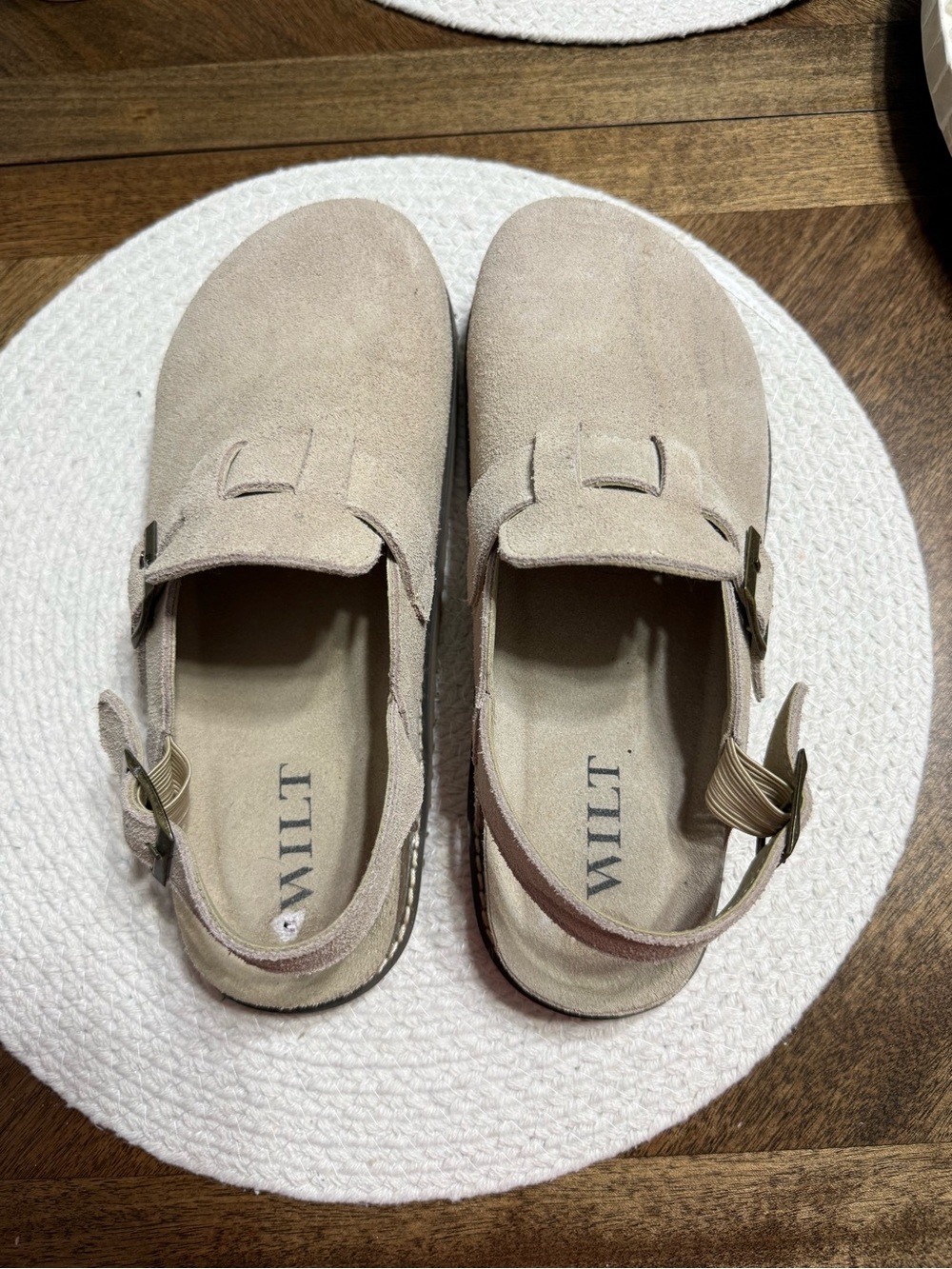 Wilt Suede Slingback Clogs in Taupe